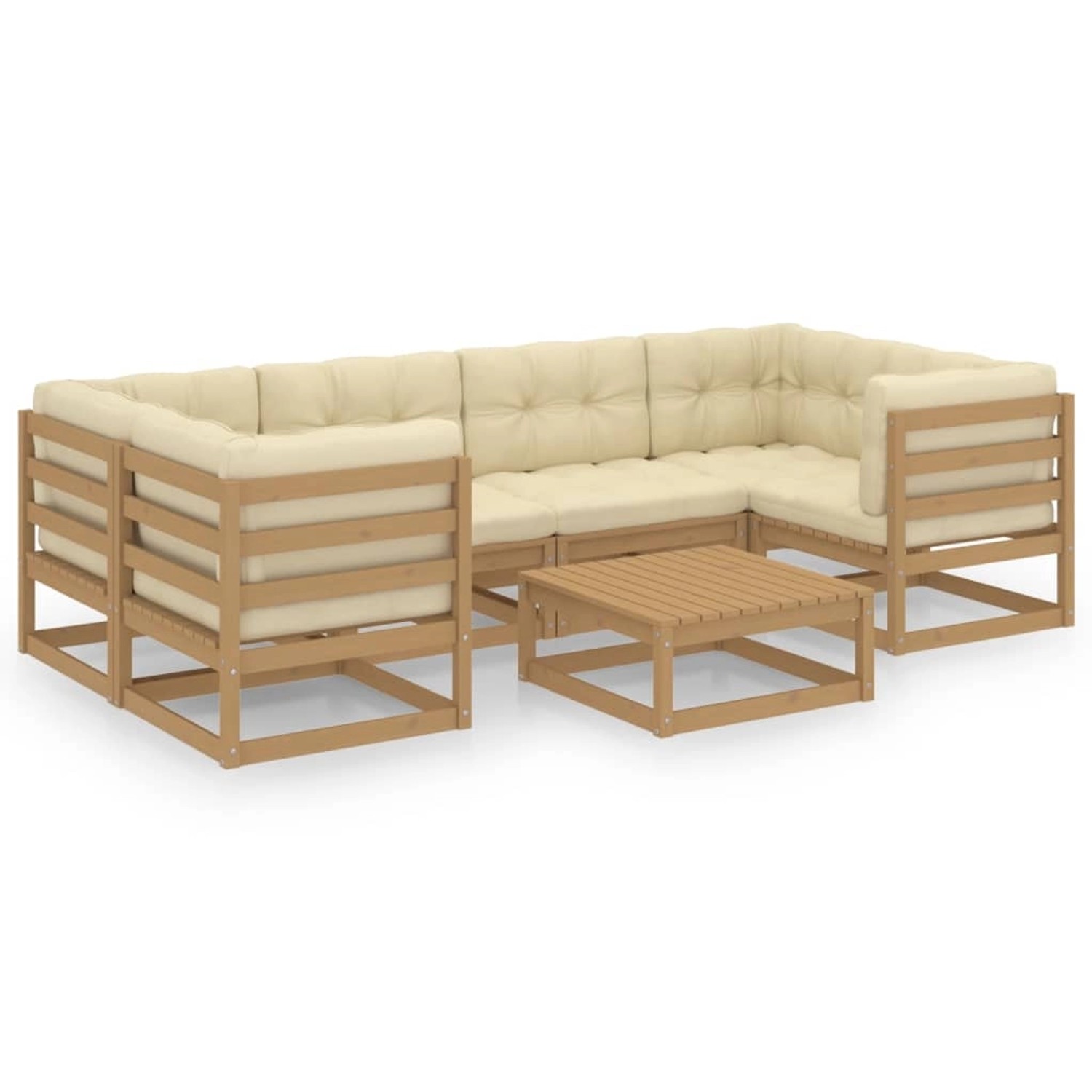 7-tlg. Garten-lounge-set Kissen Honigbraun Kiefer Massivholz günstig online kaufen