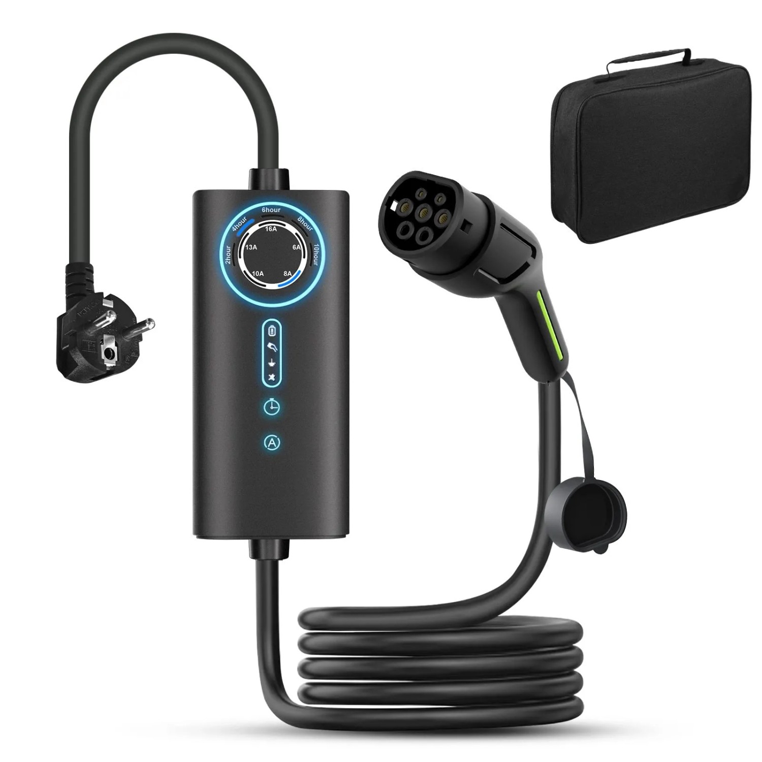 Junsun 3.5kW Typ 2 EV-Ladegerät 6m Kabel 1-phasig Inkl. Tasche Flexibler Stromanpassung 6-16A