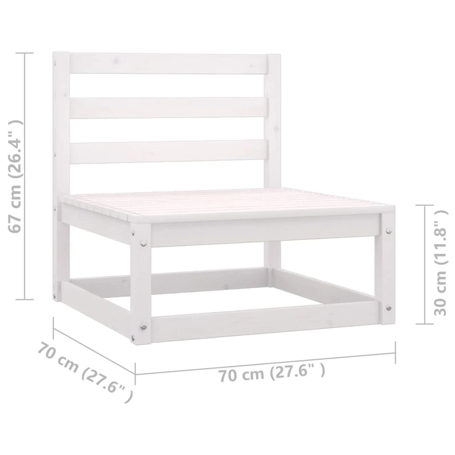vidaXL Gartenmöbel: Einzelner Sessel aus Kiefernholz, weiß lackiert, Teil eines Lounge Sets.