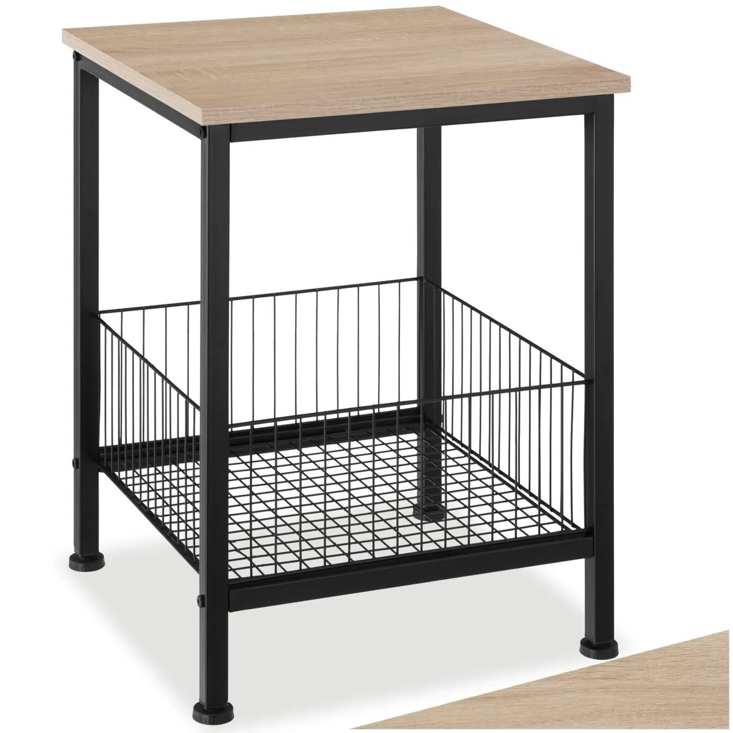 Tectake Beistelltisch Grimsby Industrial Style Holz und Stahl  40 x 40 x 55 50 cm Industrial Holz Hell  Eiche Sonoma