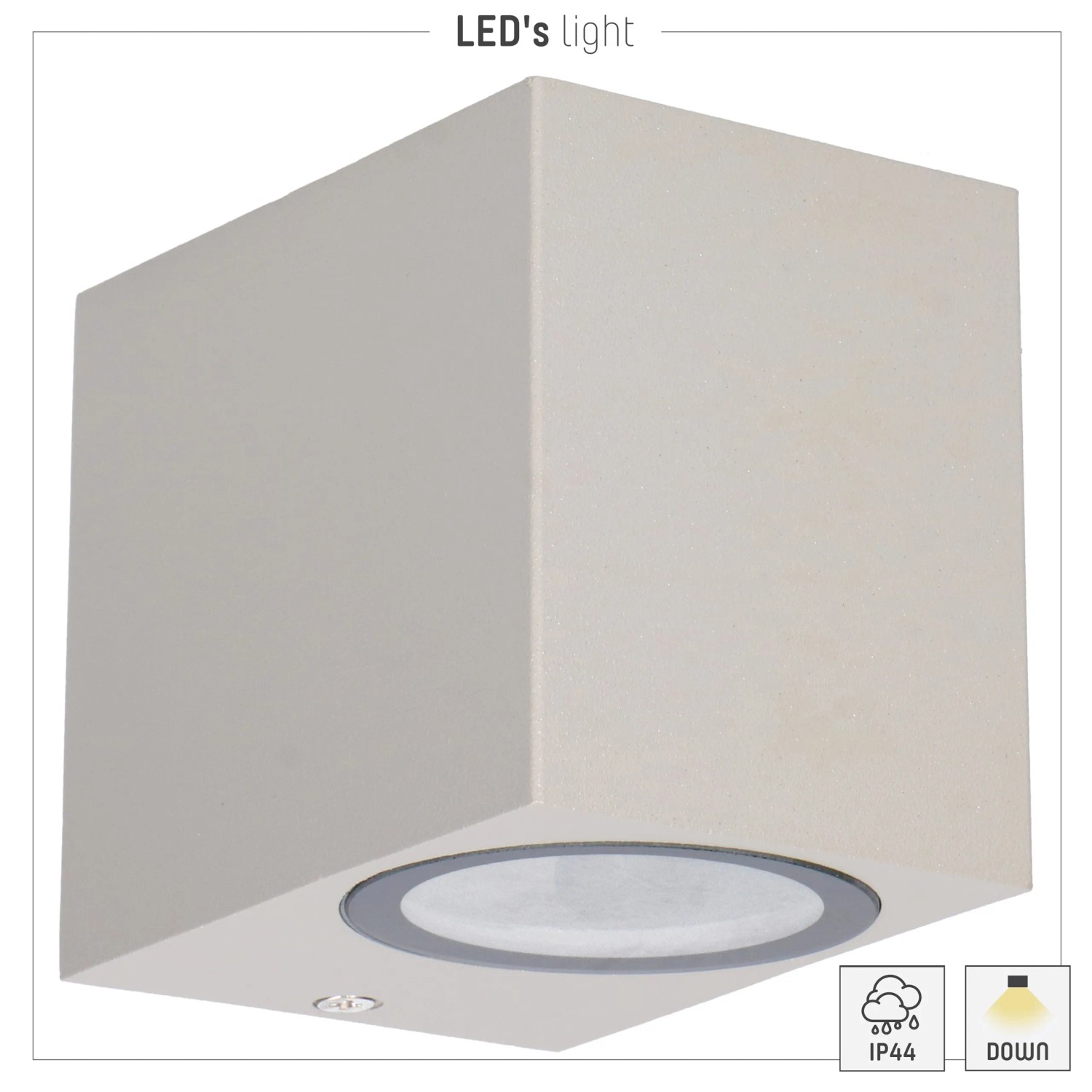 Graue, eckige LED`s light Außenwandleuchte für blendfreie Beleuchtung im Außenbereich.