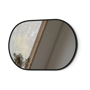 Emke ovaler Badspiegel, 60x80 cm, schwarz, mit Metallrahmen.