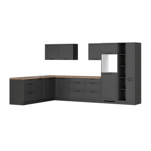 Held Winkelküche Kempten, 360 cm, Grau/Graphit, ohne E-Geräte. Moderne Küchenzeile im Landhausstil.