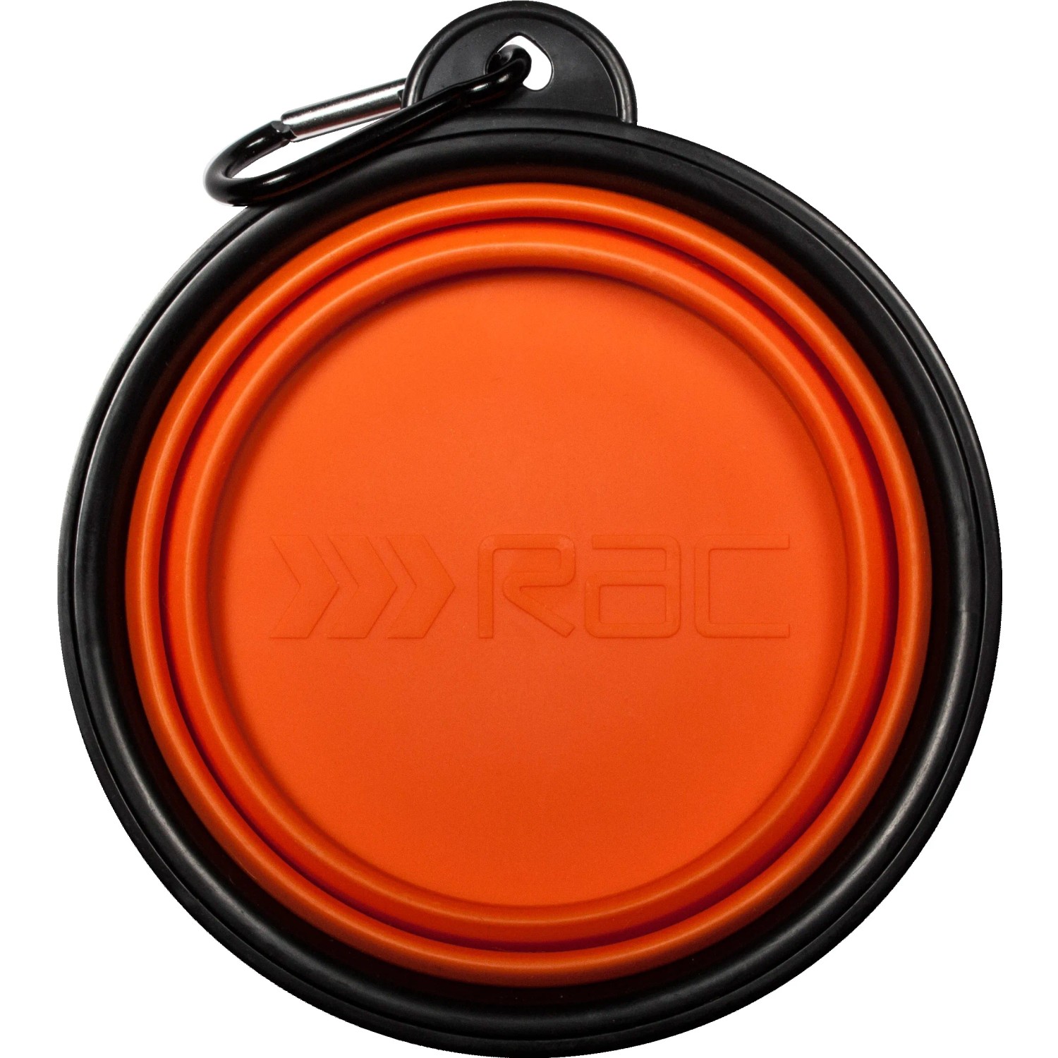 Heim RAC Reisenapf, klappbar, 2er Set, orange/schwarz, mit Karabiner für Hundegeschirr.