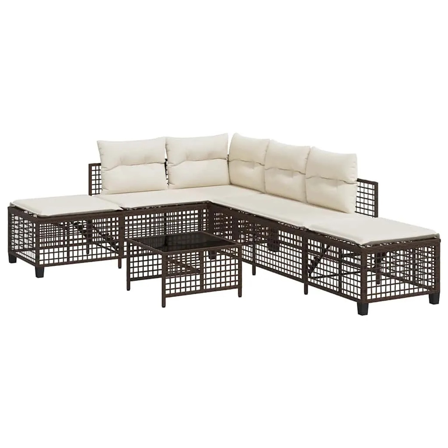vidaXL 3 Tlg Garten-Ecksofa-Set mit Kissen Braun Poly Rattan 365445