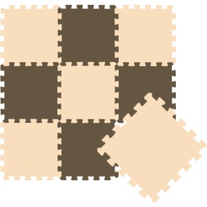 LittleTom Puzzlematte, 9 Teile, hell- & dunkelbraun. Schaumstoffmatte für Babys und Kinder.