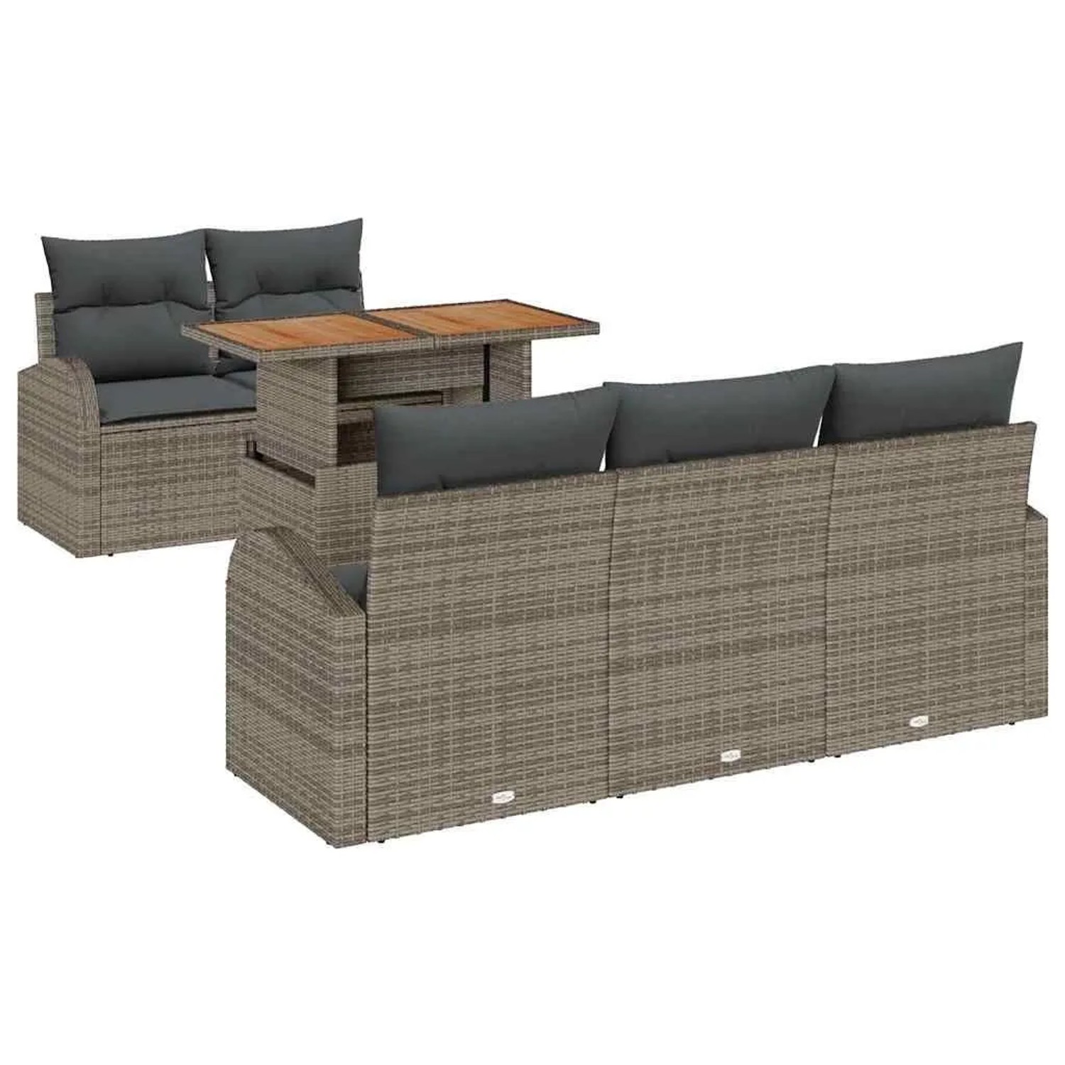 vidaXL Garten-Sofa-Set mit Kissen 6-Tlg Grau 3349523