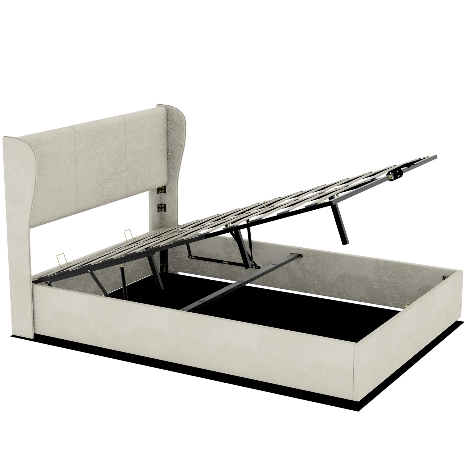 okwish Polsterbett 160x200cm mit Hydraulik Stauraum Schlafzimmer Beige ohne Matratze