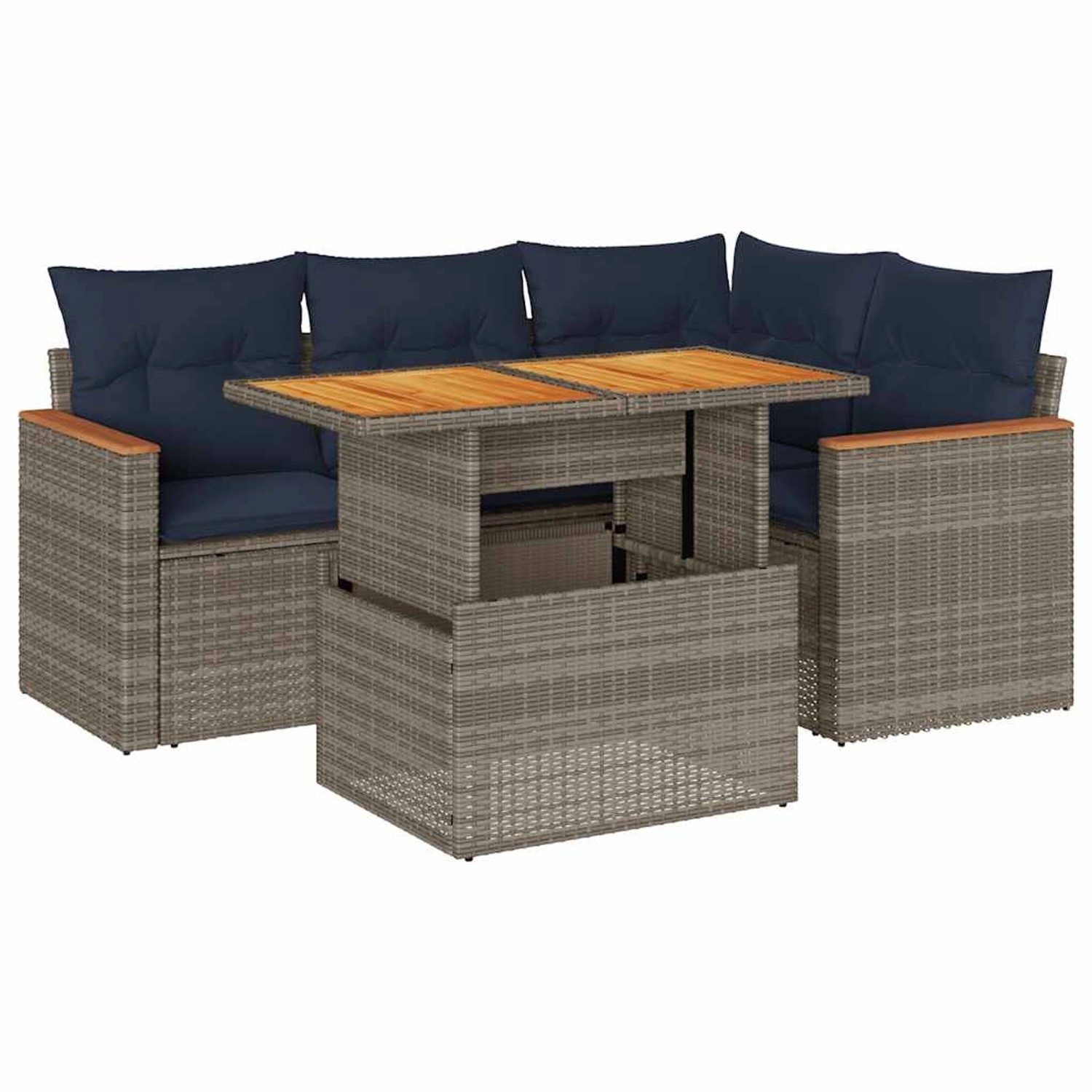 vidaXL 5-Tlg Garten-Sofagarnitur mit Kissen Grau Poly Rattan 3327484 günstig online kaufen