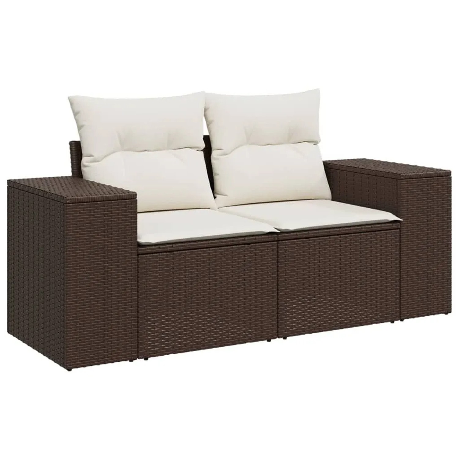vidaXL Gartensofa mit Kissen 2-Sitzer Braun Poly Rattan 366223 günstig online kaufen