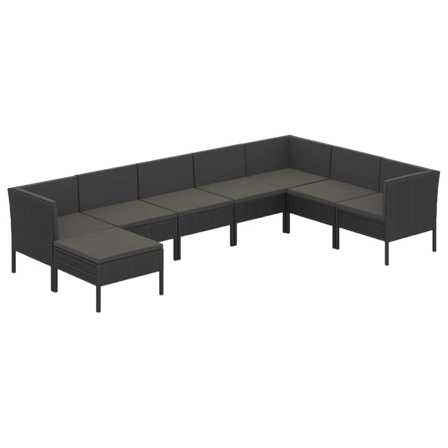 vidaXL 8-tlg Garten-Lounge-Set mit Auflagen Poly Rattan Schwarz Modell 44