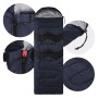 Dunkelblauer ECD Germany Schlafsack für Camping, 210x72 cm, mit Kapuze und Reißverschlussdetails.