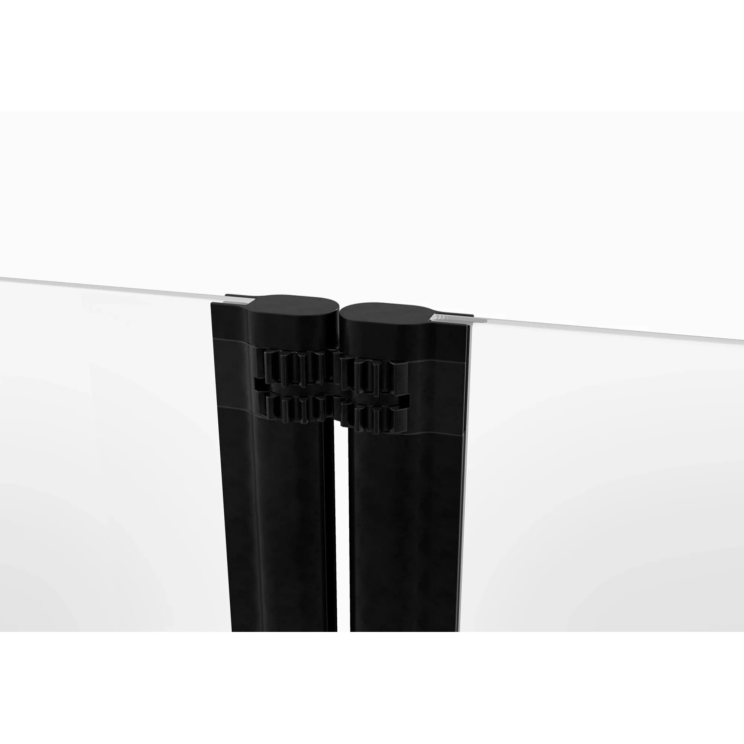 Detailaufnahme: Aurlane Badewannenfaltwand Black Lines, 2-teilig, mit schwarzen Profilen.
