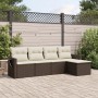 Braune vidaXL Garten-Sofagarnitur aus Rattan mit cremefarbenen Kissen für Terrasse oder Garten.