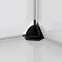 Detailaufnahme eines transparenten vidaXL Regalsystems mit schwarzen Verbindungsstücken.