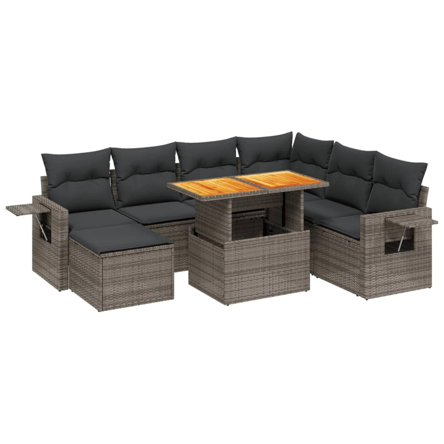 vidaXL 8-Tlg Garten-Sofagarnitur mit Kissen Grau Poly Rattan 3275720 günstig online kaufen
