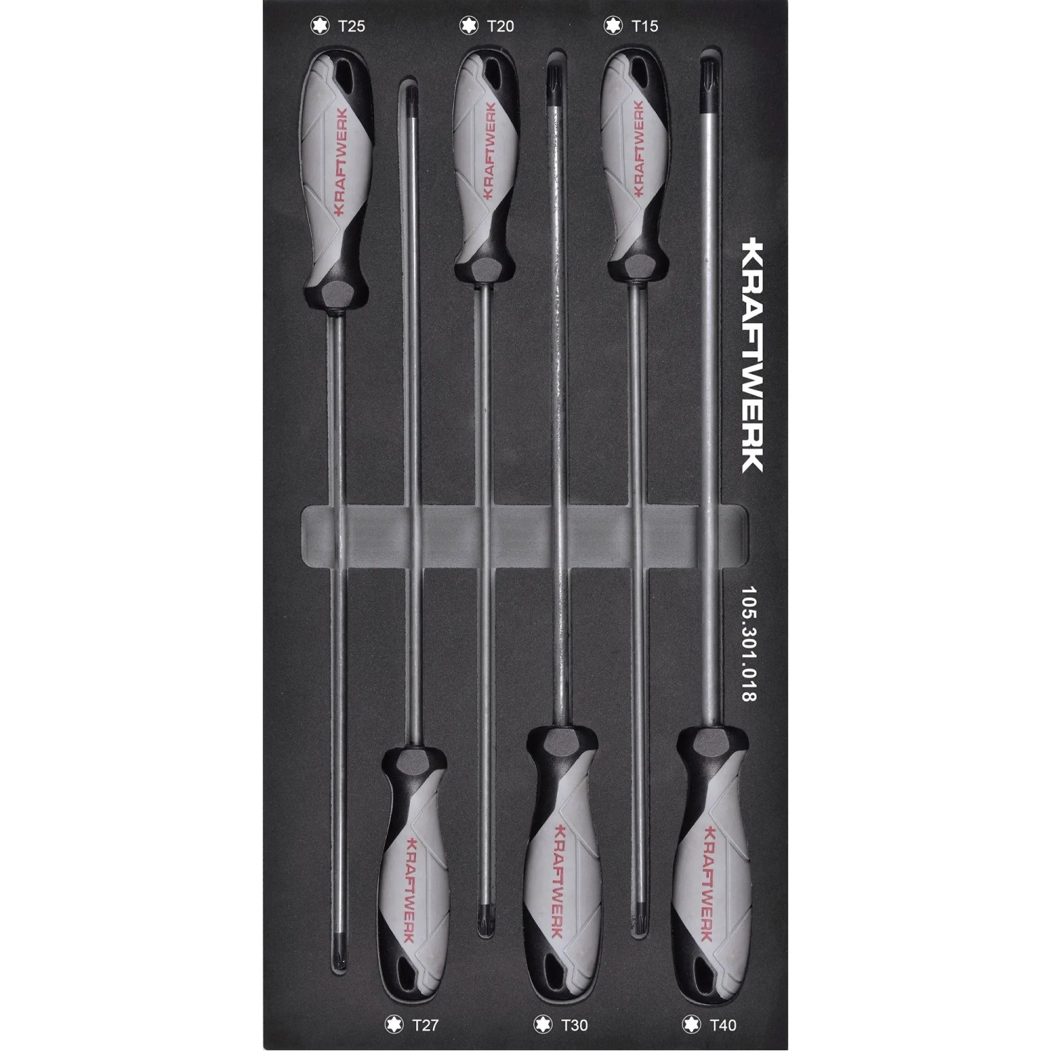 Kraftwerk Werkzeugset Lange TX Schraubendreher 20 x 40 mm 6-teilig Schwarz-Grau