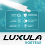 LUXULA LED Feuchtraumleuchte: Vorteile wie Vielseitigkeit, Robustheit und Effizienz hervorgehoben.