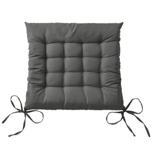 Beautissu Lea Stuhlkissen, 4er Set, 40x40cm, anthrazit, mit Bindebändern und Steppung.