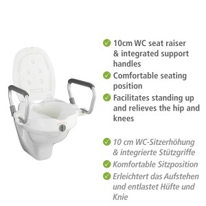 Wenko WC-Sitzerhöhung Secura, weiße Toilettensitzerhöhung mit Stützgriffen für mehr Sicherheit im Bad.