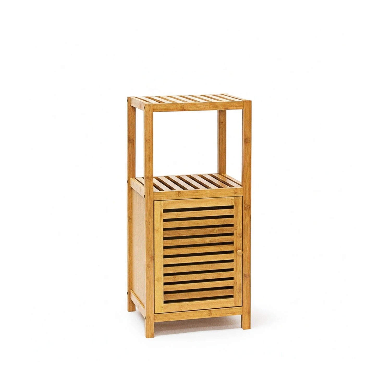 Relaxdays Badregal Bambus mit Tür 3 Böden 80 cm x 36,5 cm x 33 cm 4,7 kg