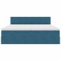 vidaXL Bett mit LED-Lichtleisten Dunkelblau 200 x 200 cm Samt 3371607_12