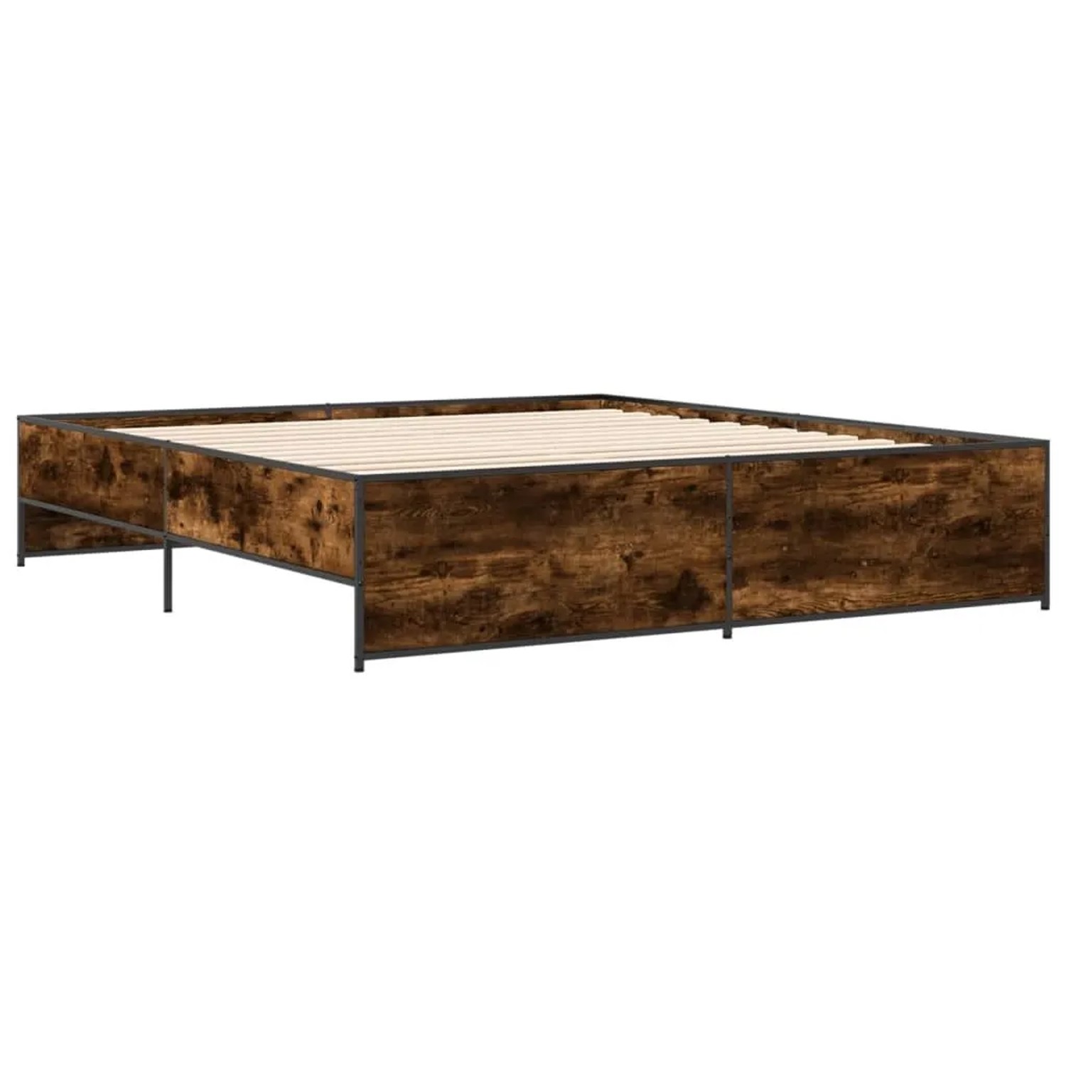 vidaXL Bettgestell Räuchereiche 200x200 cm Holzwerkstoff und Metall 3279869 günstig online kaufen