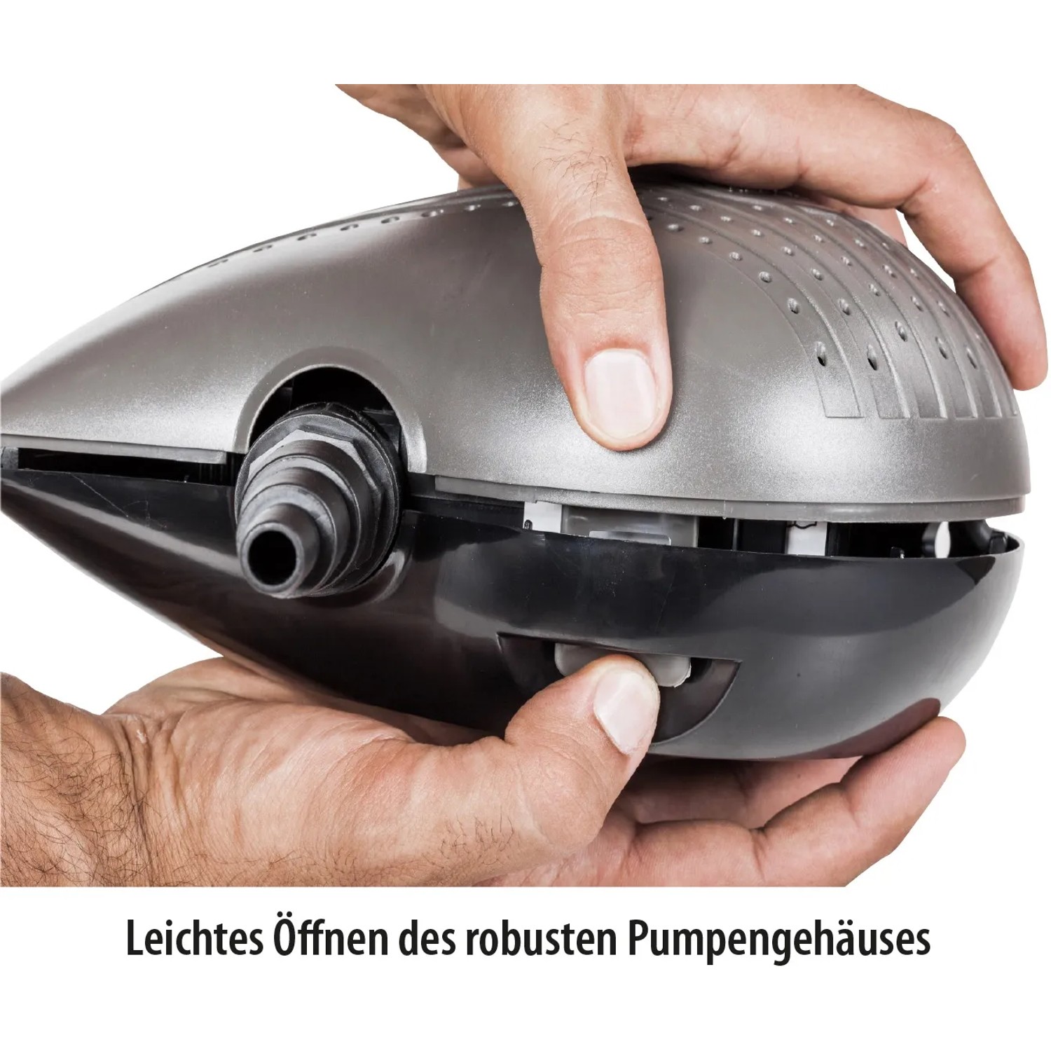 Heissner Druckfilter-Set HLF 4000 wird geöffnet. Teichfilter mit UVC-Klärer für Teiche bis 4000 l.