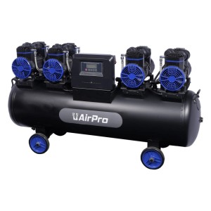 DeTec. Luftkompressor 120L, ölfrei, geräuscharm (75 dB), 400V Druckluftkompressor mit 4x2 PS.