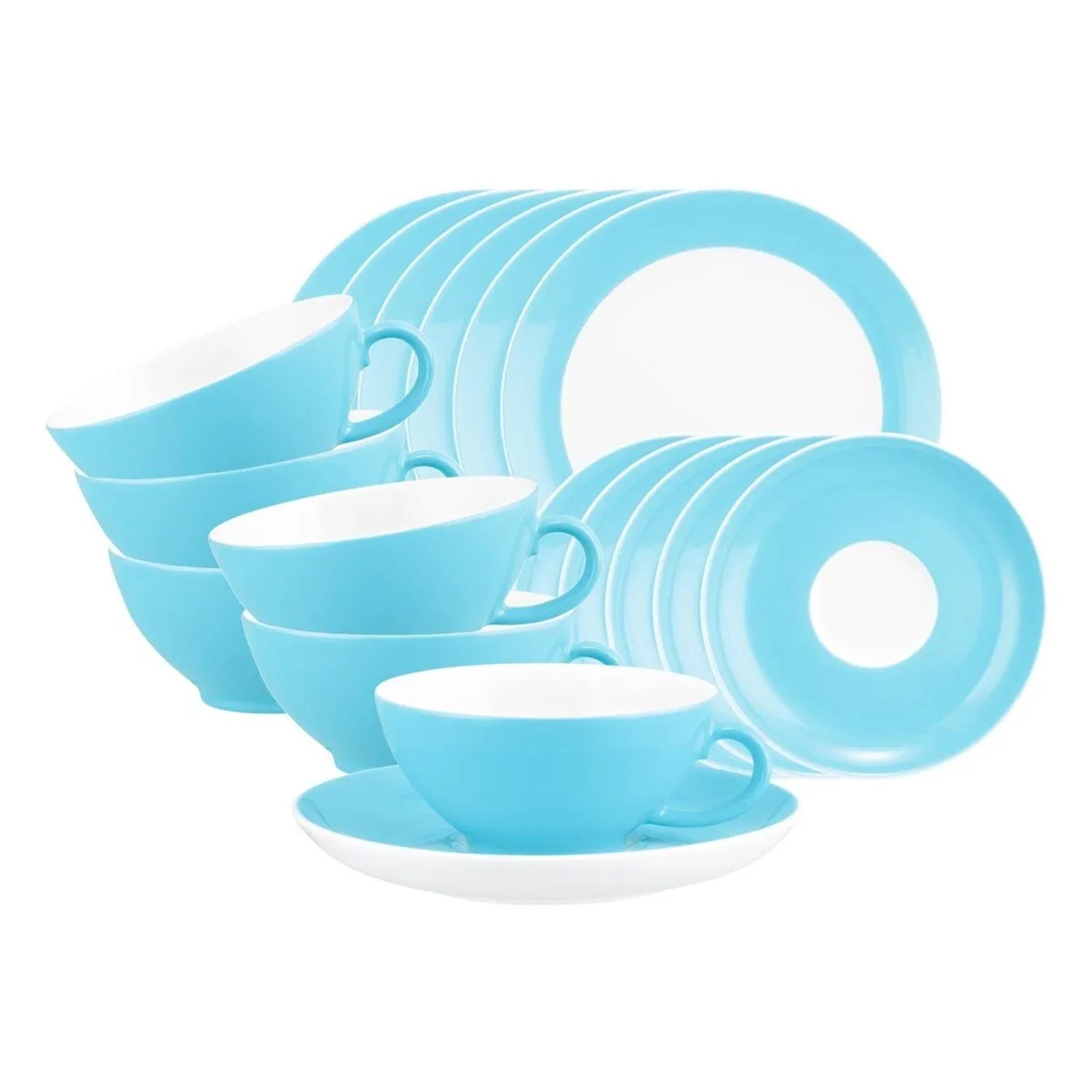 Seltmann Weiden Liberty Pure Colors Teeservice 18-teilig Lagoon Blue