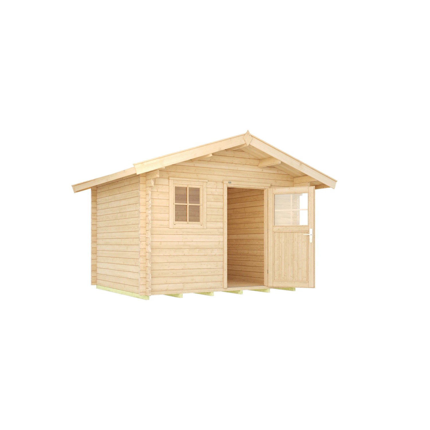 Unbehandeltes Weka Holz-Gartenhaus Brescia mit Satteldach und Fenster. 300x320cm.