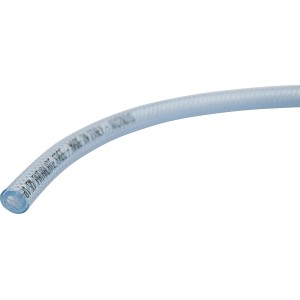 Transparenter Fitt Gewebeschlauch, 9 mm Durchmesser, flexibel und formstabil.