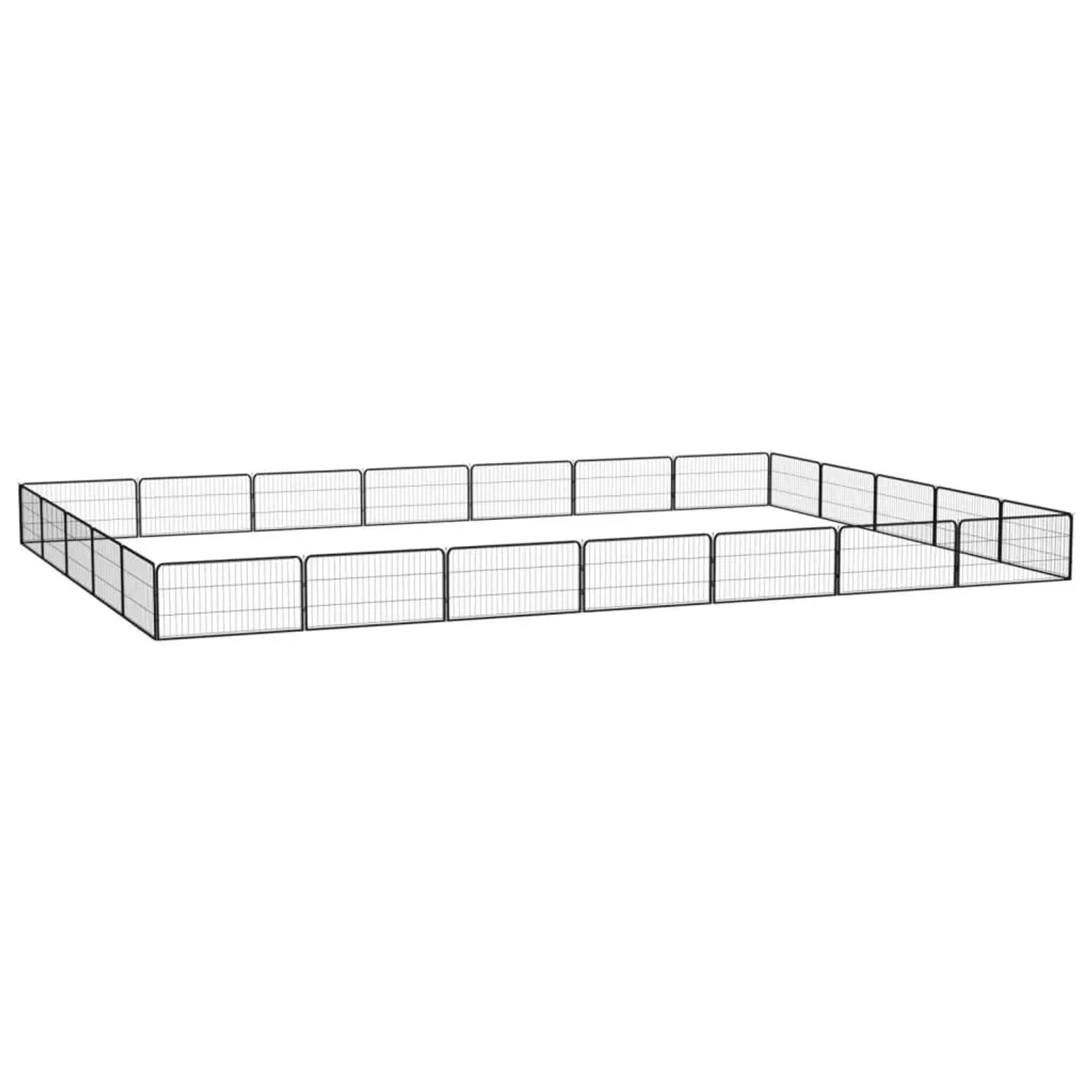 vidaXL 24 Tlg Hundelaufstall Schwarz 100x50cm Stahl Pulverbeschichtet 3115971