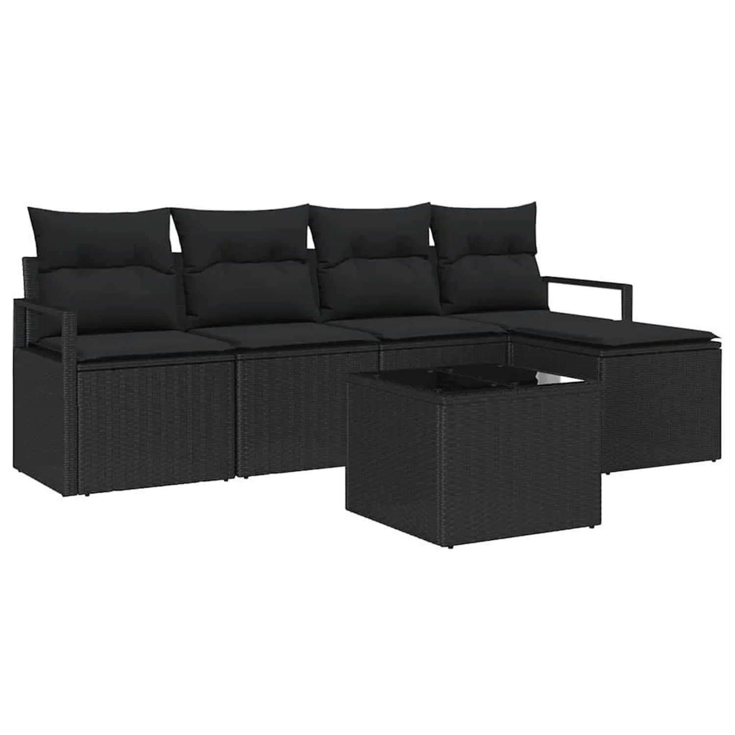 vidaXL Sofa Set mit Kissen mit Speicher 6-Tlg Schwarz Poly-Rattan 3355022 günstig online kaufen