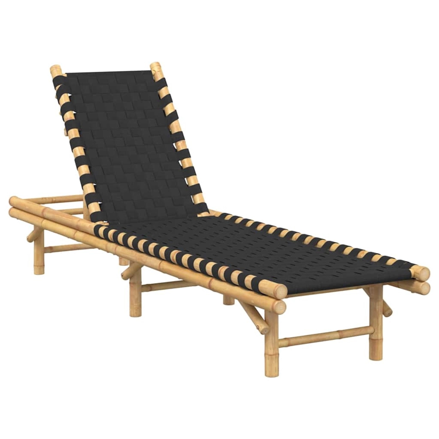 vidaXL Sonnenliege mit Schwarzem Gewebtem Gurtband 55x200x30 cm Bambus 4108 günstig online kaufen