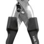 LUX-TOOLS PRO Revolverlochzange 250 mm, silberfarben mit schwarzen ergonomischen Griffen und verschiedenen Lochgrößen.