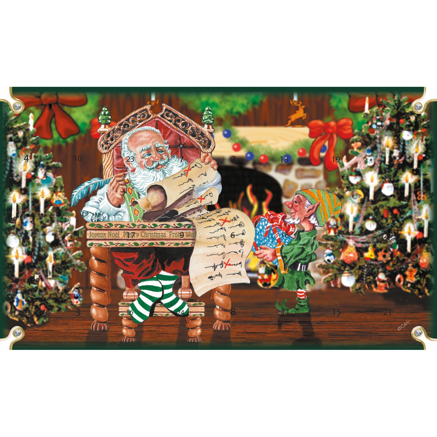Krebs Glas Lauscha Adventskalender Baumschmuck 24-tlg. 4cm