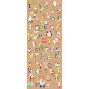 Komar Fototapete Vlies Animals A-Z, 100x250cm, mit Tiermotiven und Alphabet für Kinderzimmer.