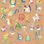 Komar Fototapete Vlies Animals A-Z, 100x250cm, mit Tiermotiven und Alphabet für Kinderzimmer.