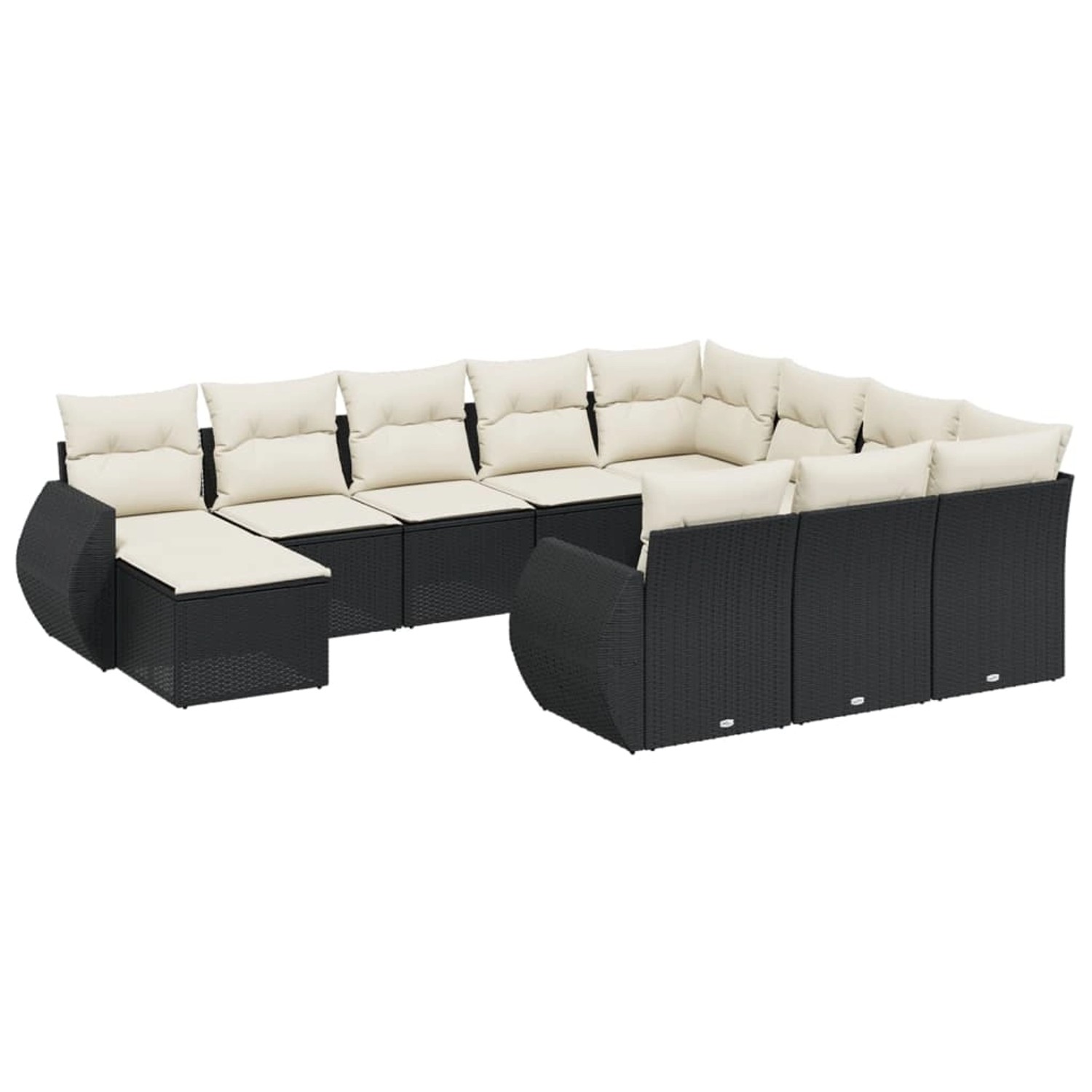 vidaXL 11-Tlg Garten-Sofagarnitur mit Kissen Schwarz Poly Rattan 3225188 günstig online kaufen