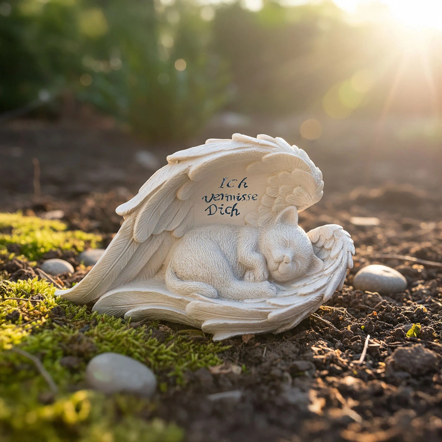 Relaxdays Katzenengel Polyresin Creme Wetterfest 12 cm x 21 cm x 11 cm_5