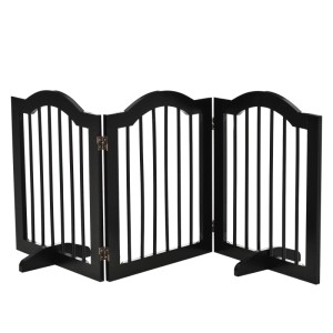 PawHut Absperrgitter 3-Teilig 154 5 x 61 cm Faltbar mit Tür 2 Stützfüßen