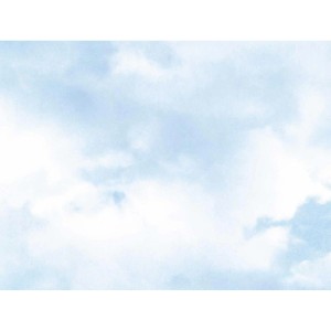 Fototapete Kleine Wolken in Blau/Weiß, 371x280cm. Dekorative Tapete für Kinderzimmer.