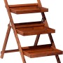 Klappbare, braune Dobar Blumentreppe aus FSC®-zertifiziertem Holz mit drei Regalen für Gartendekoration.
