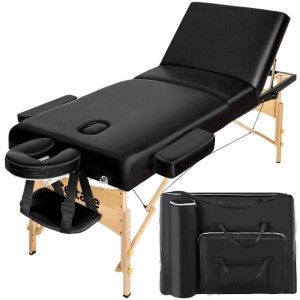 Tectake 3 Zonen Massageliege  Breite 70 cm  Polsterung 10 cm Inklusive Tragetasche  218 x 102 x 90 cm Schwarz