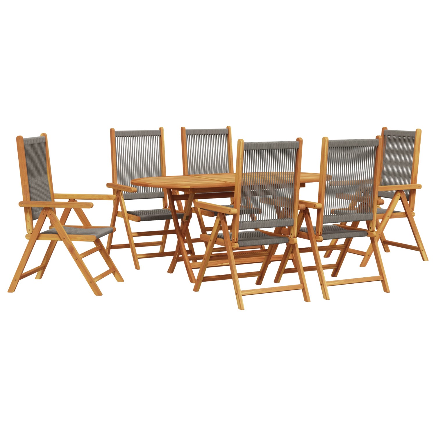 vidaXL 7-tlg Garten-Essgruppe Grau Massivholz Akazie & Poly Rattan 3375739 günstig online kaufen