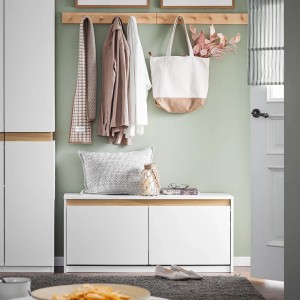 SoBuy Schuhkipper Schuhbank Garderobenbank Sitzbank mit Stauraum Weiß FSR171-W