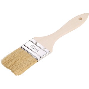 LUX Flachpinsel, 50 mm breit, mit Naturborsten und Holzgriff.