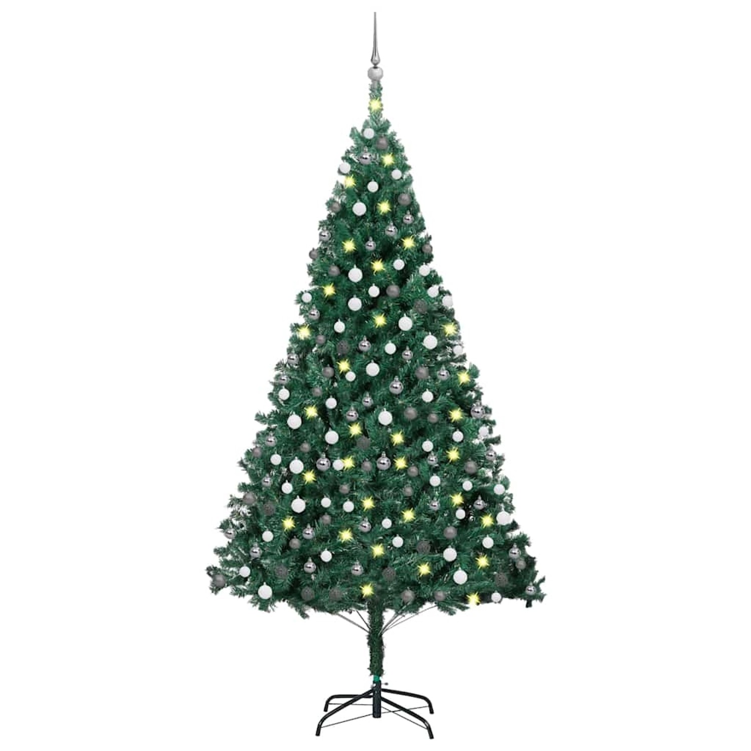 vidaXL Künstlicher Weihnachtsbaum mit Beleuchtung & Kugeln Grün 240 cm 3077710