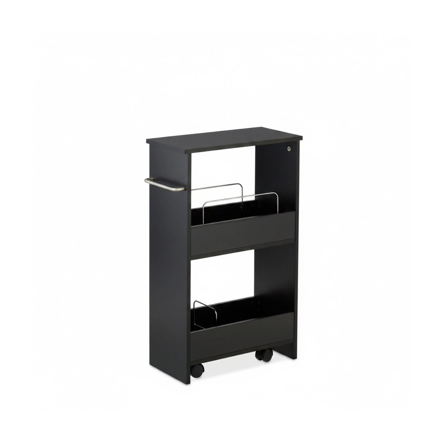 Relaxdays Nischenwagen MDF Eisen mit Rollen 66,5 cm x 42 cm x 20 cm